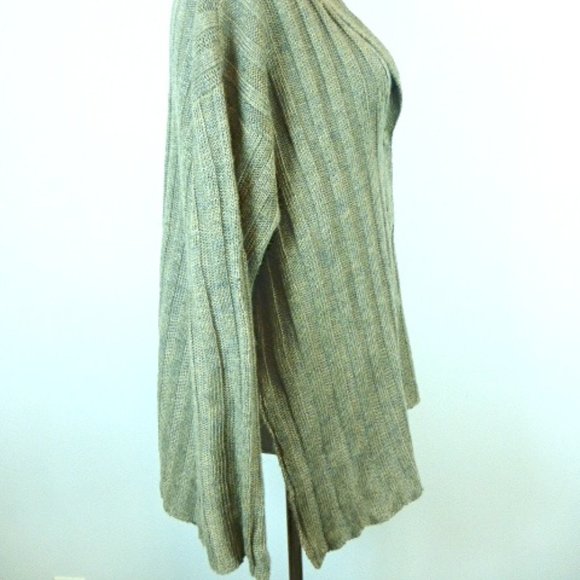 ROMEO GIGLI ITALY SHAWL LINEN knit CARDIGAN Sweater M L i40 tan taupe - Picture 3 of 5